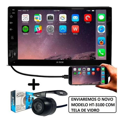 Kit Central Multimídia H-tech 3020 Mp5 Espelhamento + Câmera