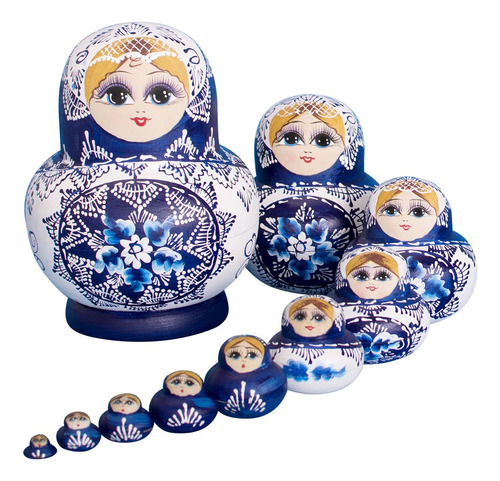 10 Mu&ntilde;ecas Rusas Encastrables Matrioshka De Yakelus H