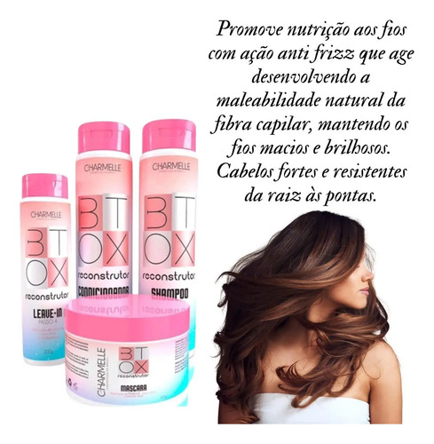 1 Kit Capilar Btox Reconstrutor Com 4 Itens Charmelle