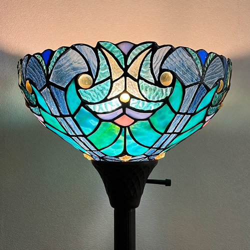 Cotoss Tiffany Torchiere - Lmpara De Pie, Pantalla De Vitral