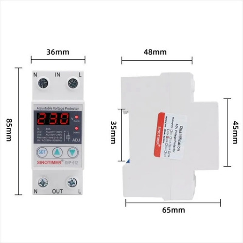 Imagen 6 de 7 de Relé Protección Sobre Y Bajo Voltaje, 230v, 40a Chilexpert