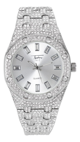 Esfera De Diamante Helado Techno Pave Para Mujer, 40 Mm, Con