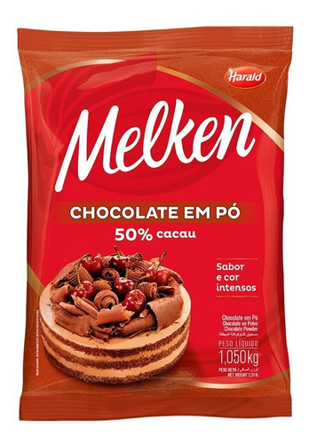 Chocolate Em Pó 50 Porcento Harald 1,05kg Melken
