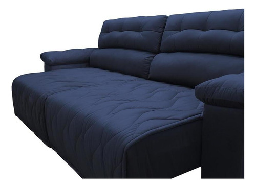 Sofá 2,22m Retrátil E Reclinável Cama Inbox Top Azul Desenho do tecido Liso