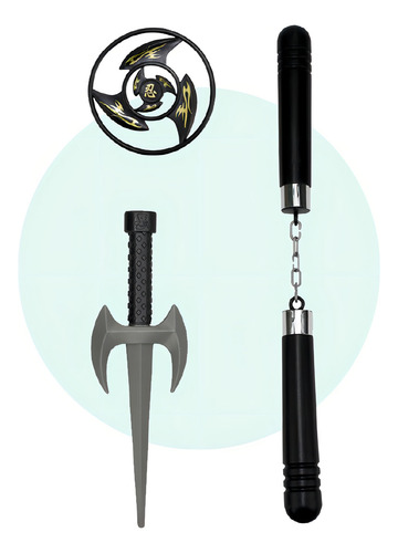 Set De Juego Armas Ninja 2 Con Espadas Chacos Color Negro