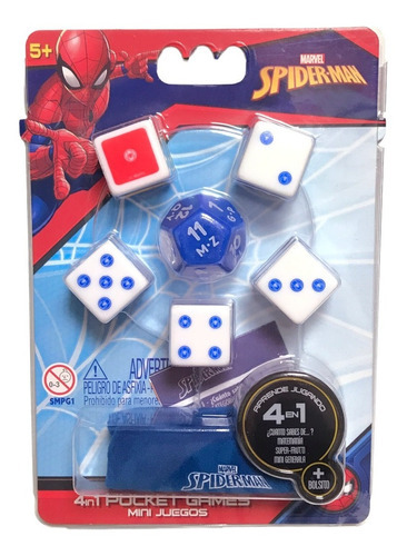 Mini Juegos Intek Dados 4 En 1 Infantil Color Spiderman