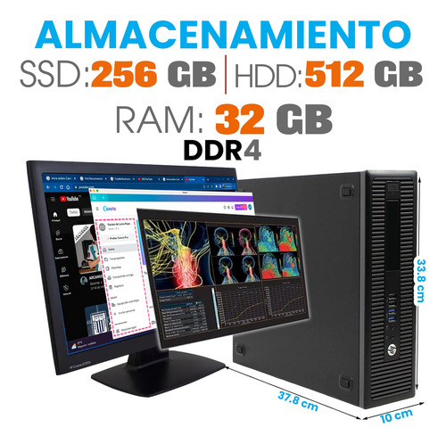 Equipo Pc Hp 21.5 Core I7 6th 32gb Ram 256gb Ssd + 512gb Hdd (Reacondicionado)