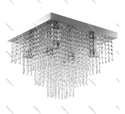 Lustre De Cristal Acrílico A42 Base Inox 40x40cm Maravilhoso Cor Prateado 110V/220V