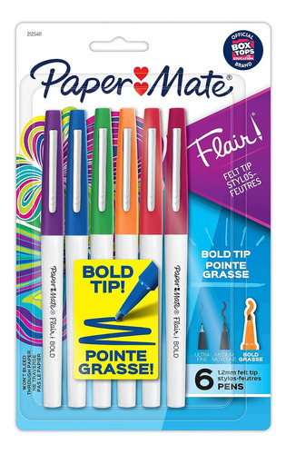 Marcadores Paper Mate Flair Bold Blister X 6 2127630