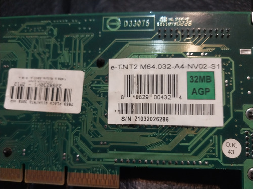 Placa Video Nvidia Tnt2 M64 32mb Agp Y Riva Tnt2 32mb Pci