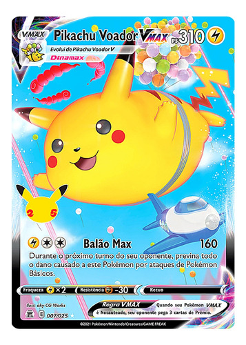 Carta Pokémon Pikachu Voador Vmax Coleção Celebrações