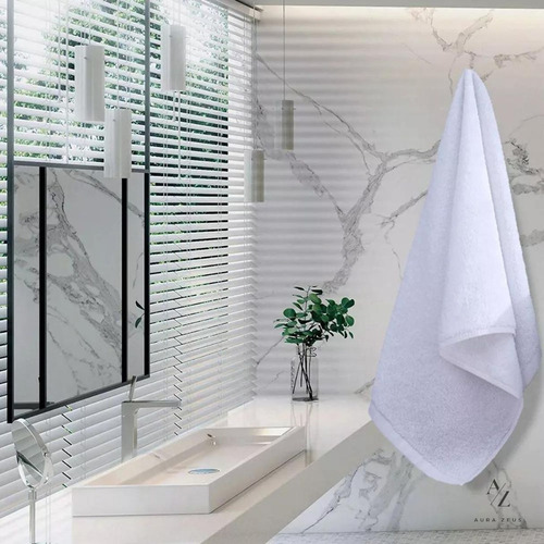 Juego De 4 Toallas De Baño Algodon Grande 500gr Gimnasio Az Blanco