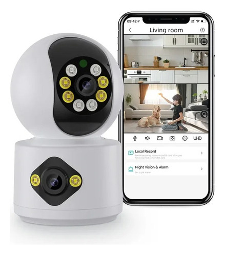Mini Câmera Robô Ip Wifi 4mp Áudio Rastro Duas Lentes Onvif