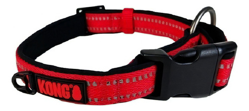 Collar de nailon Kong para perro, mediano y mediano, reflectante, color rojo, talla M