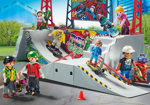 Playmobil Parque D Patinaje Skate Diversiones Acuático Feria