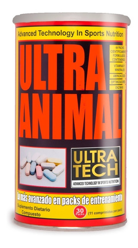 Ultra Animal Ultra Tech X 30 Packs  Suplemento  Para Entrenamientos Intensos Completo Multivitamínico Con Aminoácidos 