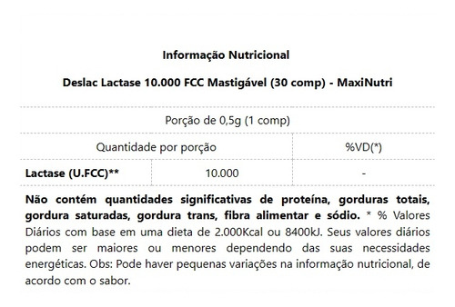 Deslac Lactase 10.000 Fcc Mastigável (8 Caps) Único