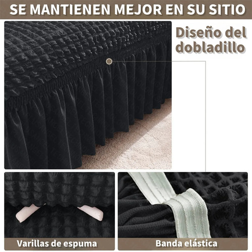 Cubre Sala Con Falda De Olan Fundas Protector Stretch 3 Set Negro Lisa