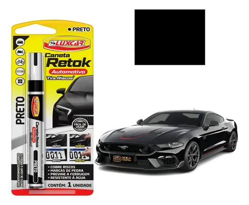Caneta Retok Tira Riscos Automotivos Diversas Cores Luxcar Cor Preto - R$ 20,49