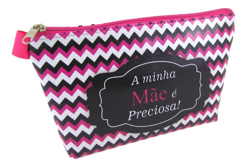 Nécessaire Feminina Média Estampada Presente Dia Das Mães Cor Chevron Pink