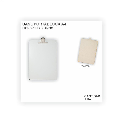 Tabla Portablock A4 Fibroplus / Mdf Blanco Aprieta Papel