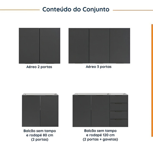 MadeiraMadeira cozinha modulada 4 peças sem tampo sem rodapé 2 Da