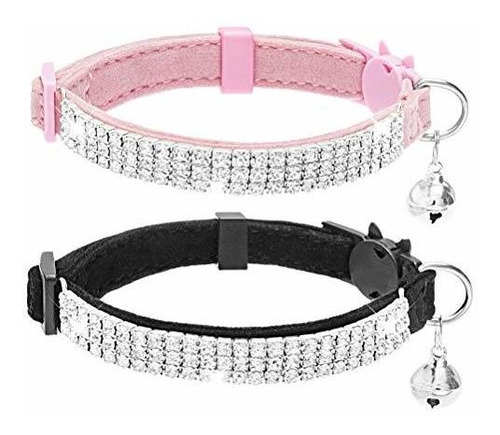 Expawlorer Cat Collar Breakaway With Bells - 2 Pack Rhinesto