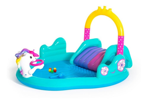 Imagen 9 de 9 de Playcenter Unicornios Bestway Inflable C/ Tobogan 220l 53097