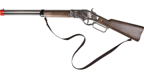 Juguete Rifle Gonher Cowboy Marrón Con Plateado 8 Tiros Febo