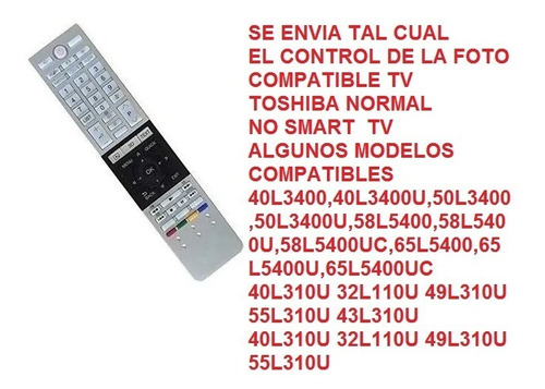 Control Toshiba Modelo 40l310u 32l110u 49l310u 55l310u Nuevo