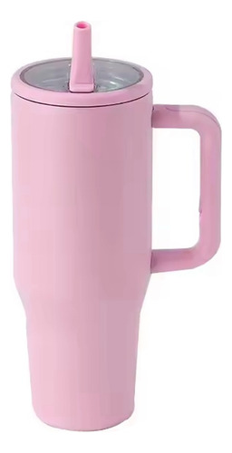 Termo 1200ml Doble Pared Térmico Acero Inoxidable Con Popote Rosa
