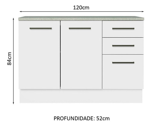 Gabinete Bajo Bufetera Madesa Agata 120cm Con Encimera Bb 02 Color Blanco