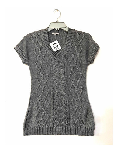 Chaleco Cerrado Marca Marcó Pecci Talla 36 O Xs Gris Brillos