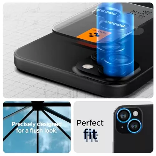 Spigen GlasTR EZ Fit Optik Pro - Protector de pantalla para lente de cámara  [GlasTR EZ Fit Optik Pro] diseñado para iPhone 15 Pro Max/iPhone 15