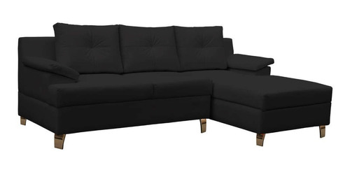 Imagen 1 de 2 de Sofa Modular En L Helvet Derecho Ecocuero Negro