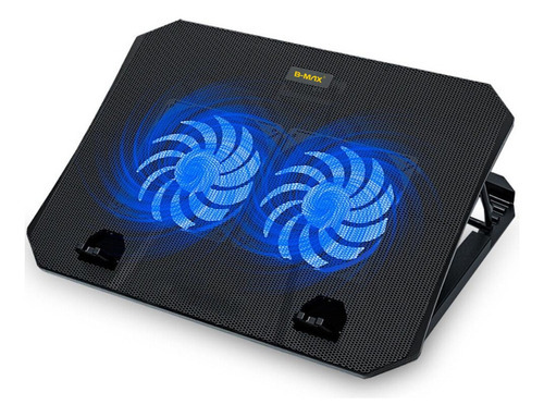 Cooler Base Notebook Ajustável Refrigeradoo 2 Coolers C/ Usb Cor Preto Cor do LED Azul