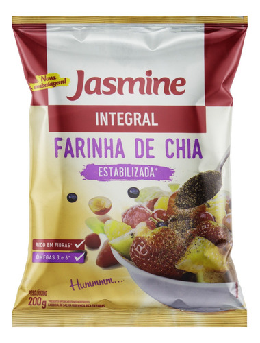 Farinha linhaça dourada integral Jasmine  de chia 200 g