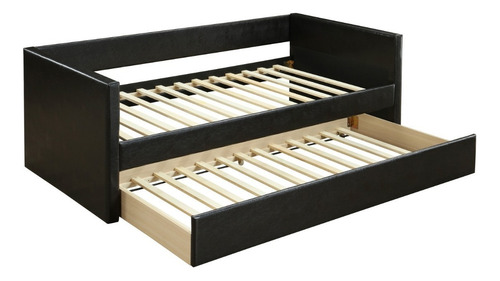 Imagen 3 de 10 de Cama Abatible, Hermosa Cama Canguro Tacto Piel Negro, Daybed