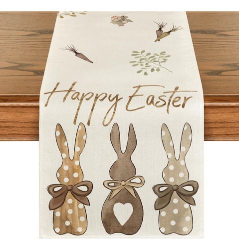 Camino De Mesa De Pascua Con Diseño De Conejo