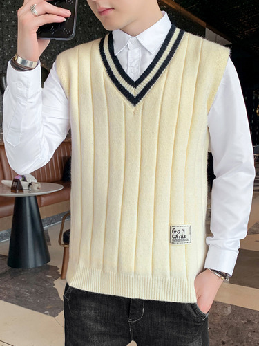Elegante Chaleco Con Cuello En V, Cómodo Suéter De Alpaca Si