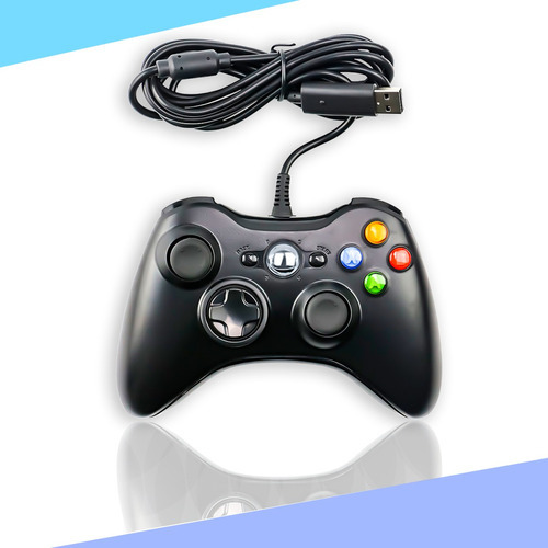 Controle Joysti Video Game Xbox 360 Pc Com Fio X360 Jogo Cor Preto
