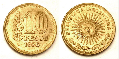 Serie 5 Monedas Antiguas Argentinas $1-$5-$10 L18188 1976-77 (Usado)
