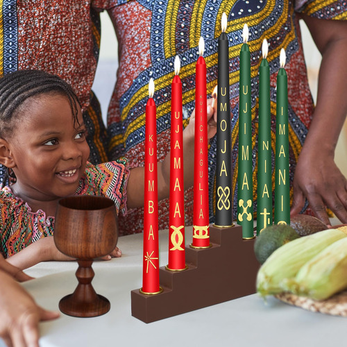 Ziliny 7 Pcs Kwanzaa Kinara Caper Candles Juego Con De Y De