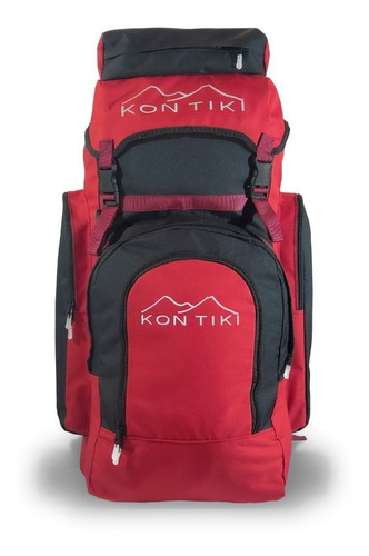 Mochila De 65 Litros Kon Tiki Gris Mazamitla Color Rojo Diseño de la tela Liso