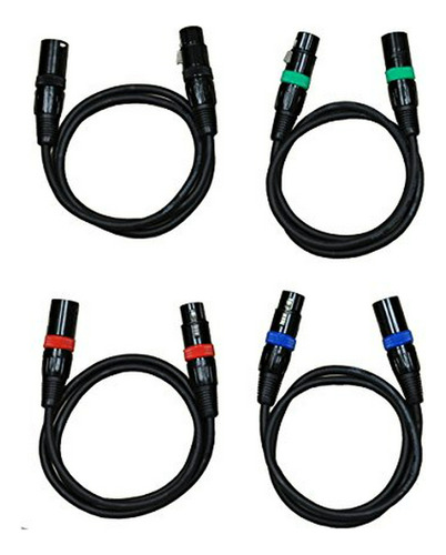 Cable Para Micrófono: Audio 2000s 4 Pack 3 Pies Xlr Macho A 