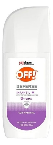 Repelente Off! Defense Infantil 10 Horas 100ml Aerosol