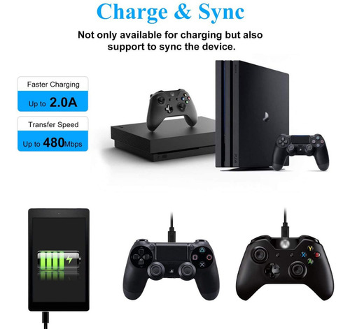 Cable Usb Carga + Data Para Xbox One De 2.75 Metros Firme