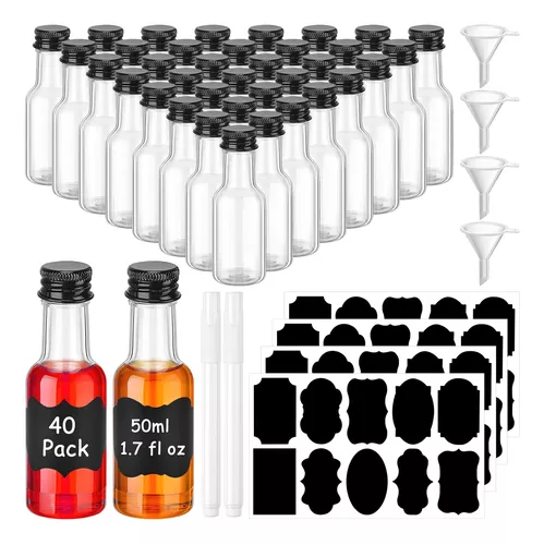 40 Mini Botellas De Licor De 1.7 Oz De Plástico Reutilizable