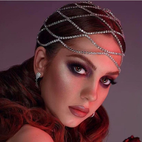 Joyería De Cadena De Cabeza De Boda De Malla De Diamantes