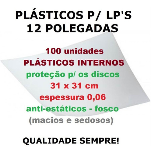 Imagem 1 de 5 de 100 Plásticos Internos 0,06 P/ Proteção De Lp Discos Vinil